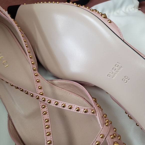 GUCCI Malaga Kid Studded Pointed Toe Unia Flats - Picture 11 of 16